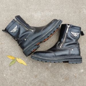 GUC black leather moto boots Harley Davidson 7.5